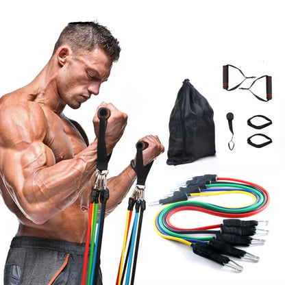 Multi Functional Fitness Tension Rope with Elastic Resistance Rope Five Tube Yoga Exercise Trainer Fitness Training Tension Rope